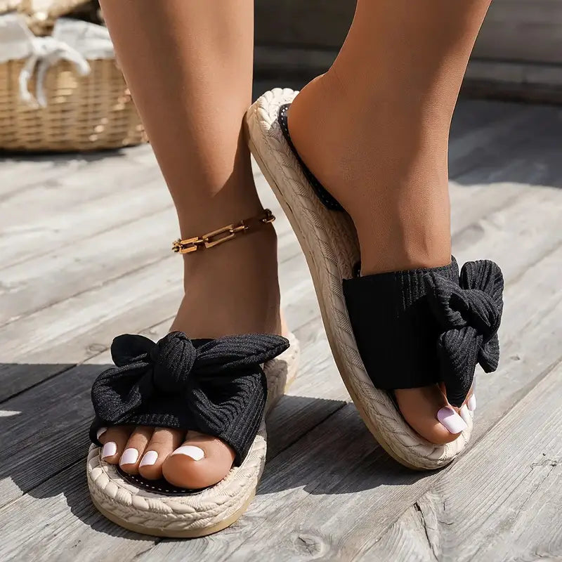 Lucia Light Bow Espadrille Slides
