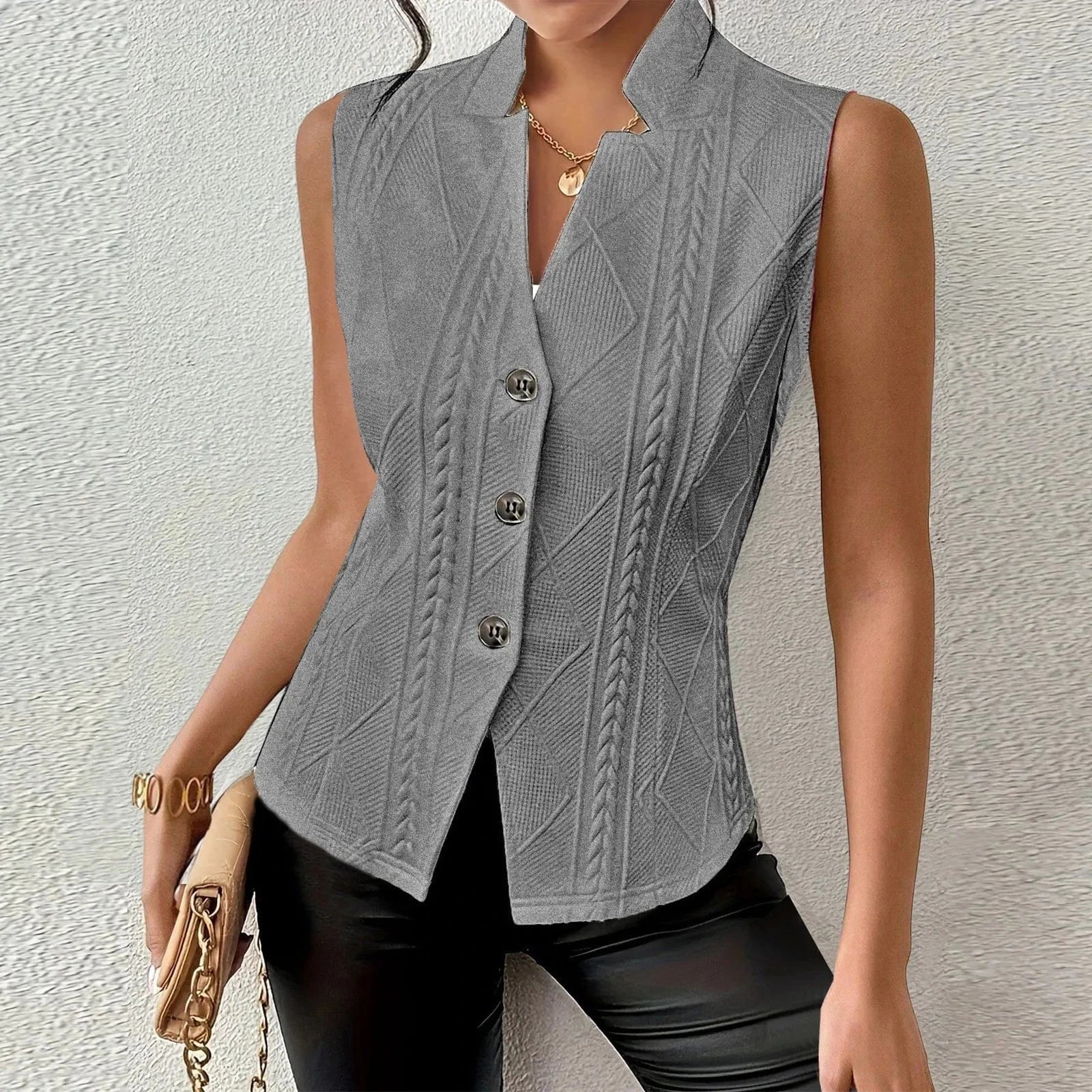 Amelia Sleeveless Textured Knit Blazer Vest