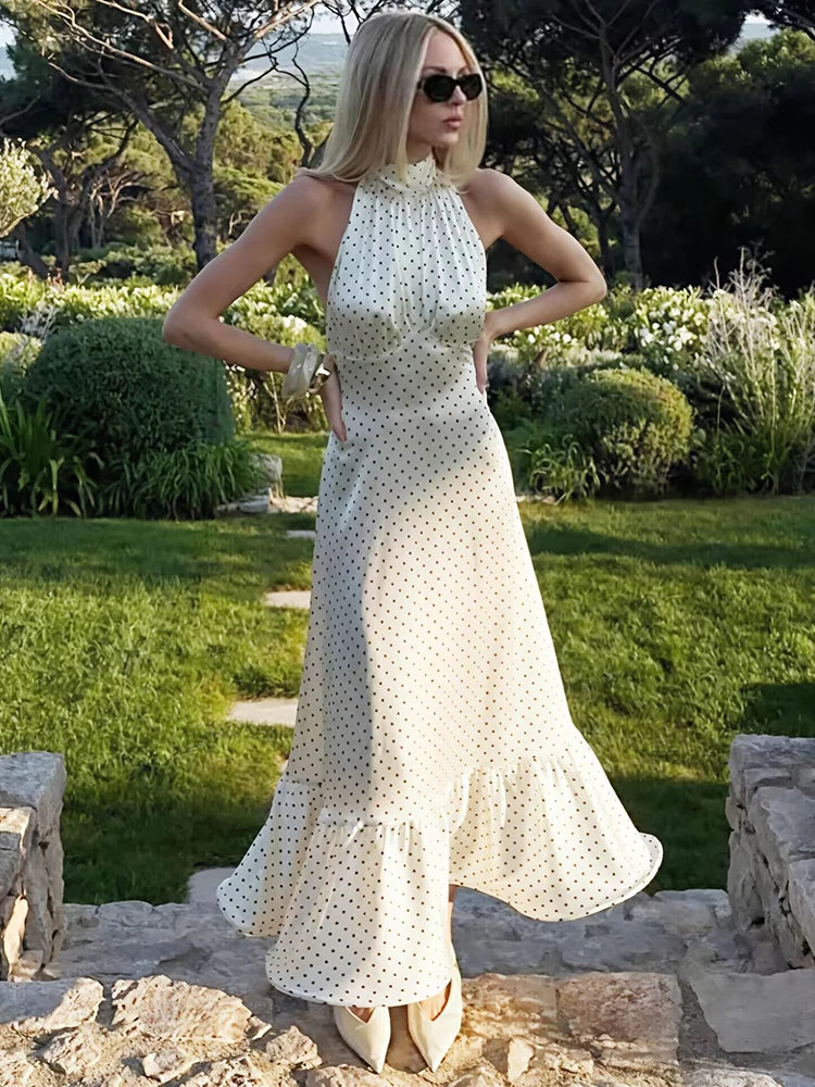 Vivienne Polka Halter Maxi Dress