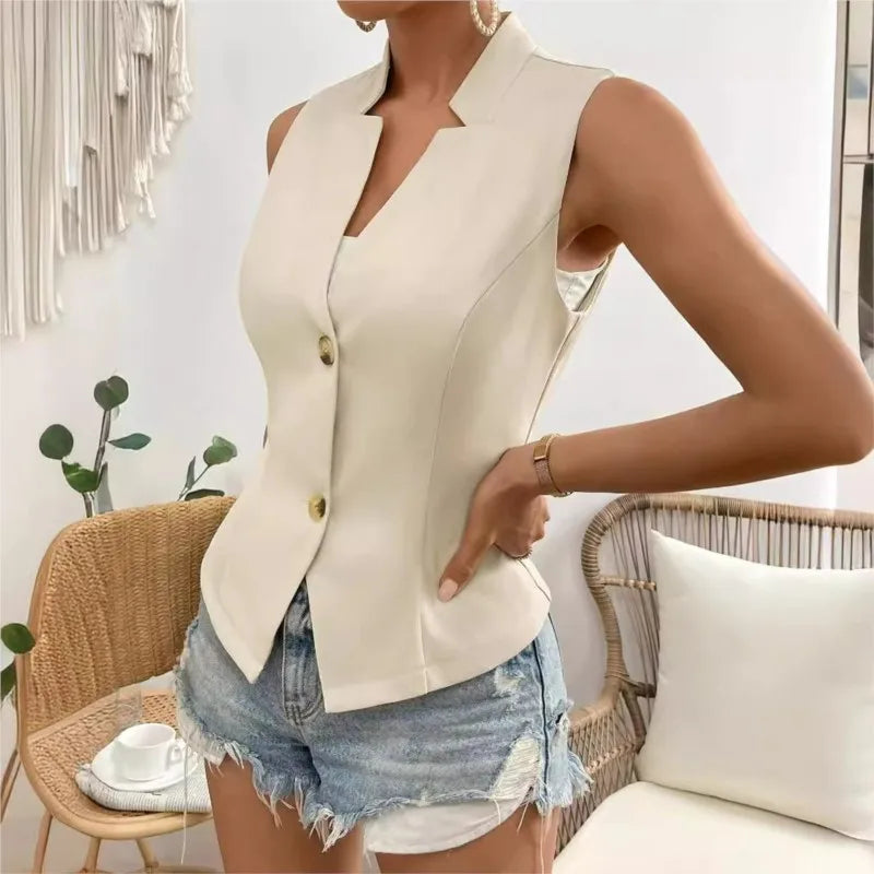 Chloe Slim-Fit V-Neck Blazer Vest