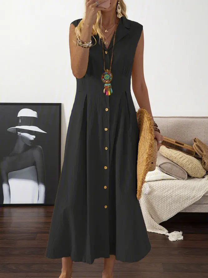 Lucia Linen A-Line Midi Dress
