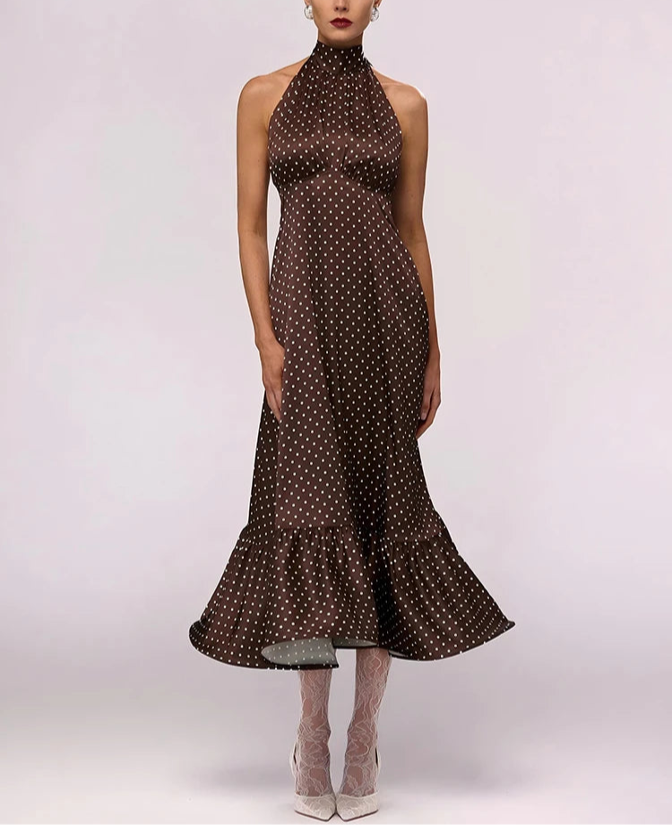 Vivienne Polka Halter Maxi Dress