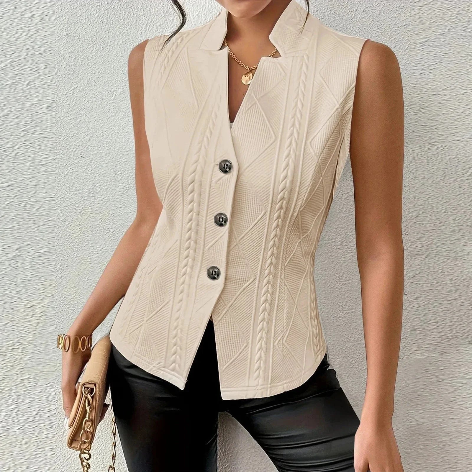 Amelia Sleeveless Textured Knit Blazer Vest