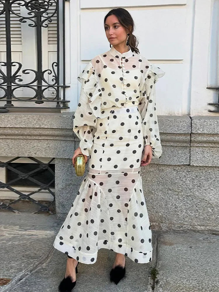 Vivienne Ruffle Dot Skirt Set