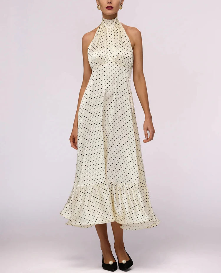 Vivienne Polka Halter Maxi Dress
