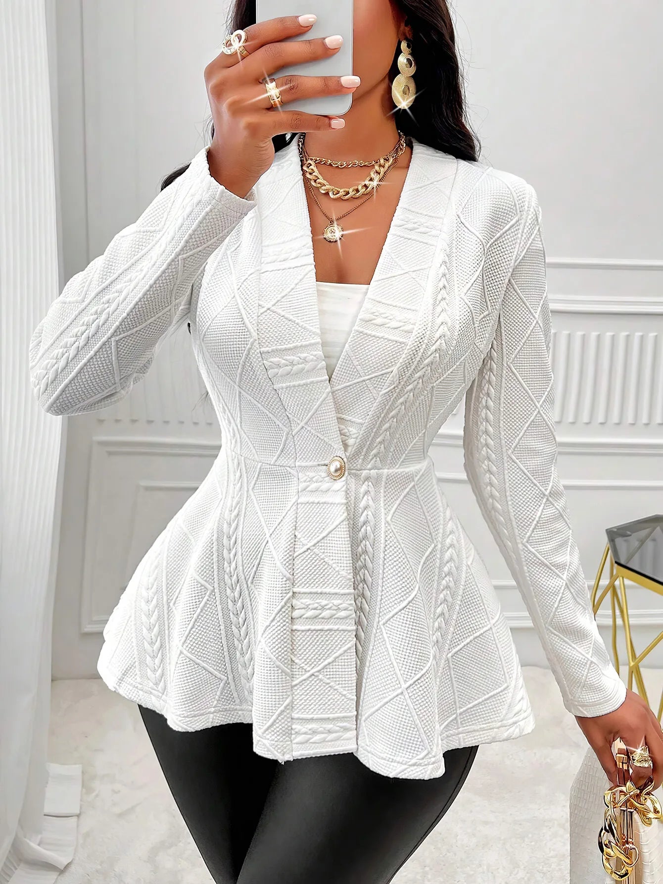 Serena Sculpt Cable Knit Blazer