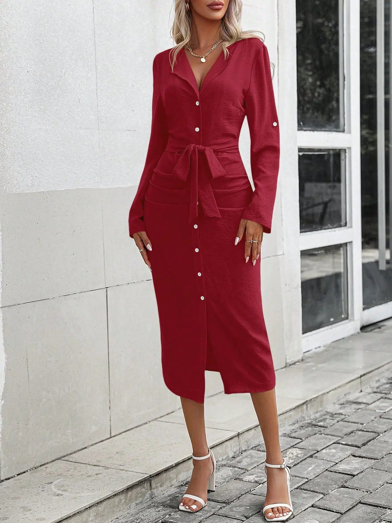 Camilla Buttoned Waist-Tie Shirt Dress