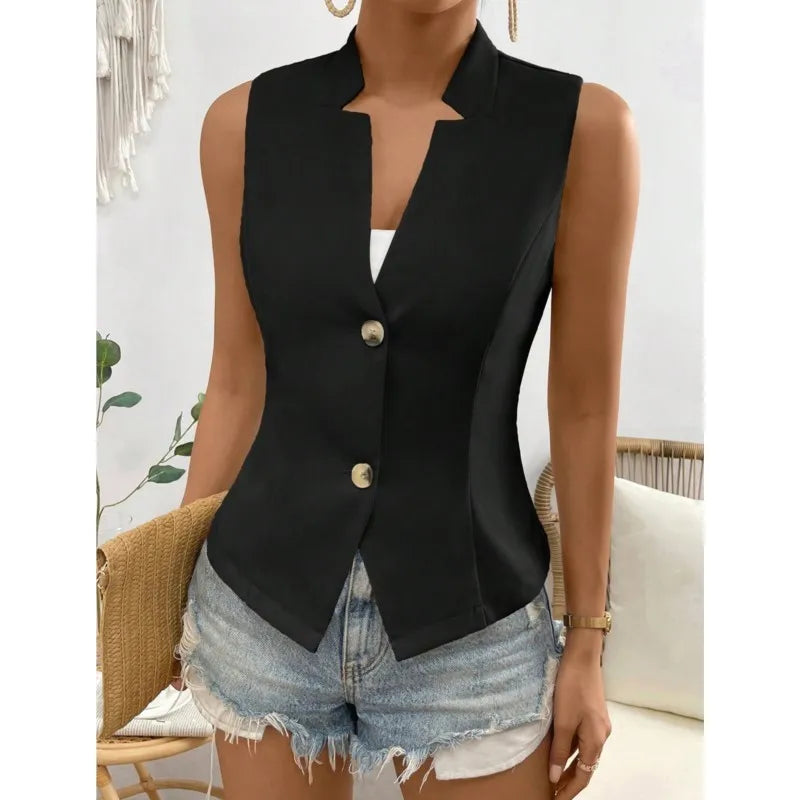 Chloe Slim-Fit V-Neck Blazer Vest