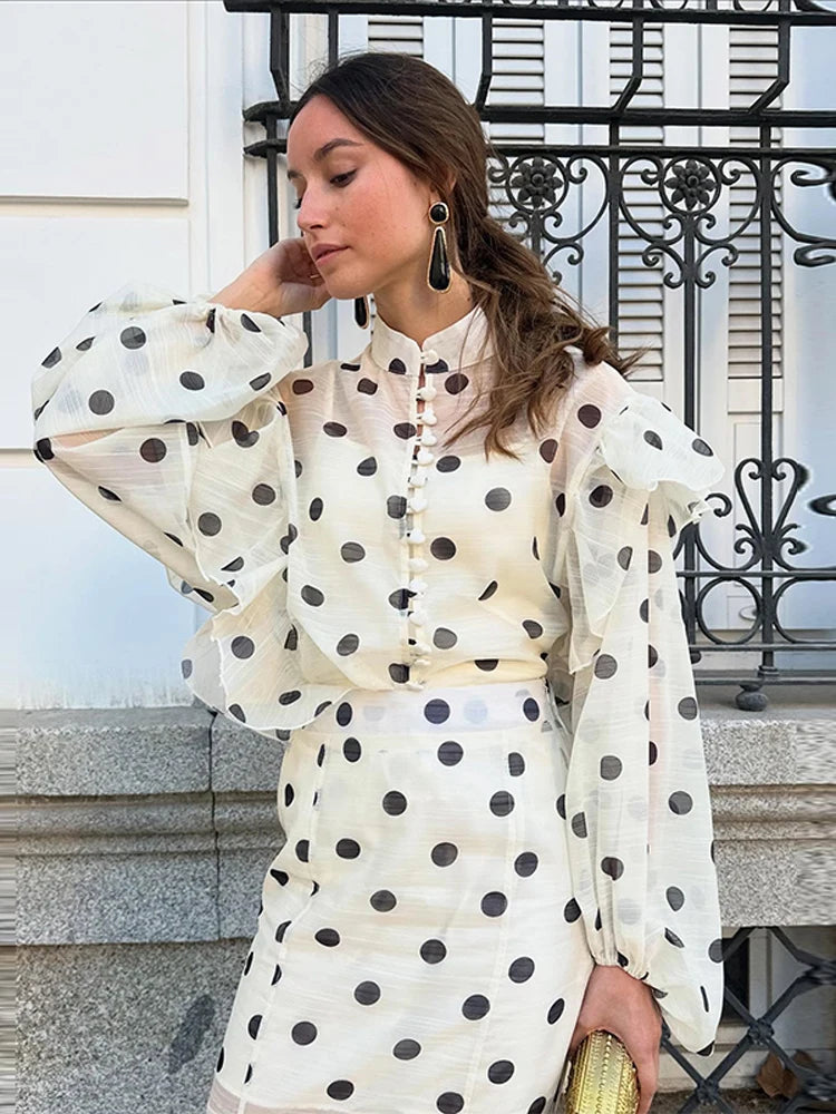 Vivienne Ruffle Dot Skirt Set