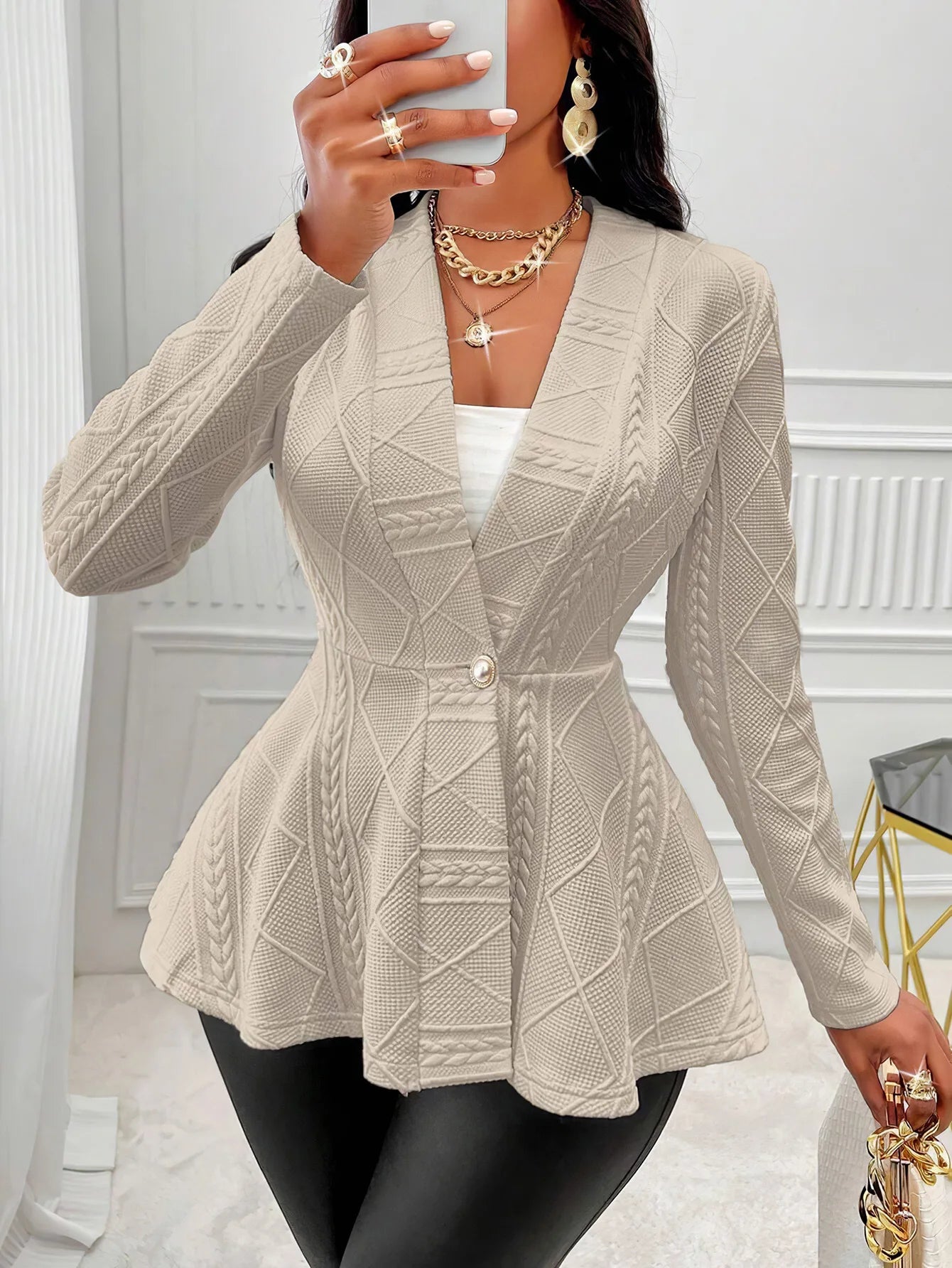 Serena Sculpt Cable Knit Blazer