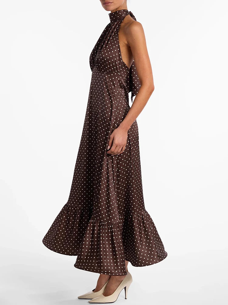 Vivienne Polka Halter Maxi Dress