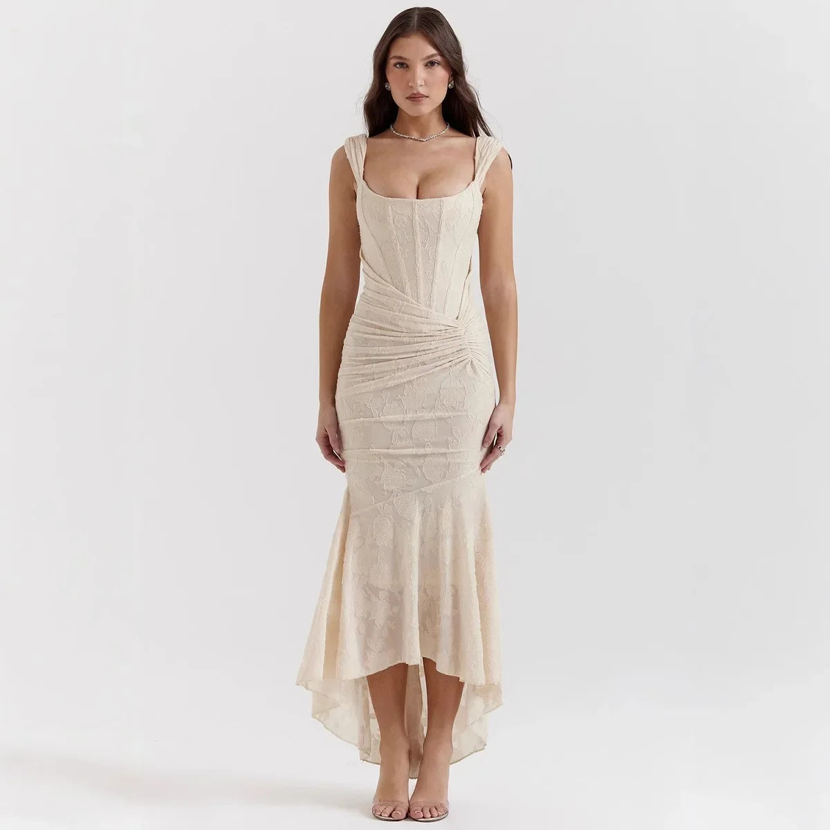 Mia Lace Detail High-Low Dress