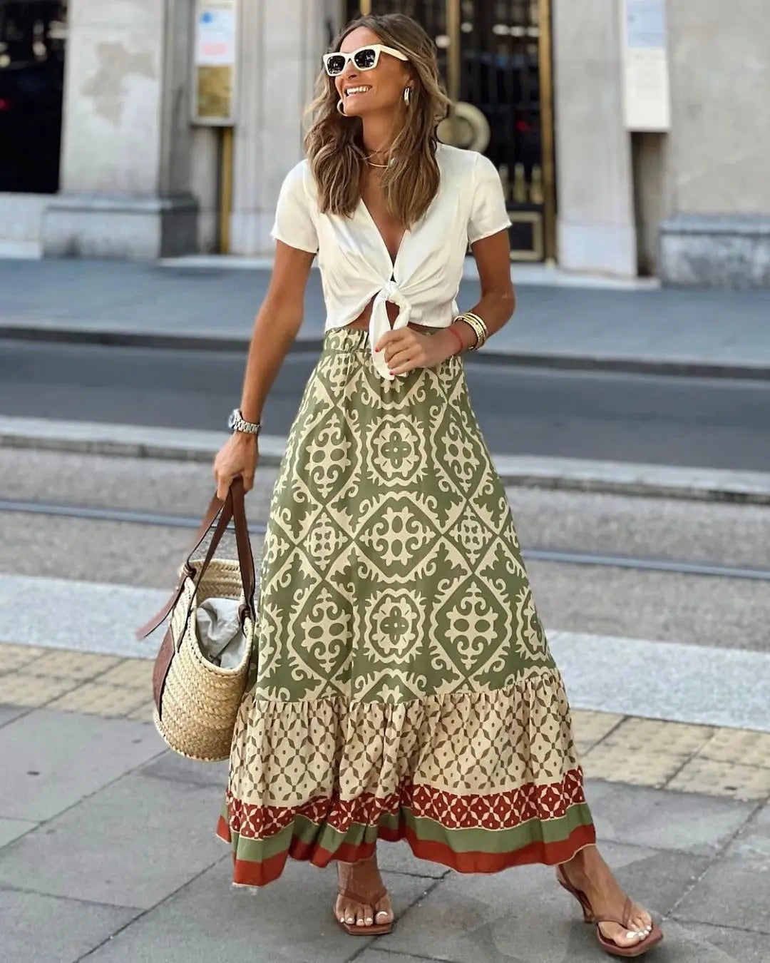 Maya Boho Swing Maxi Skirt