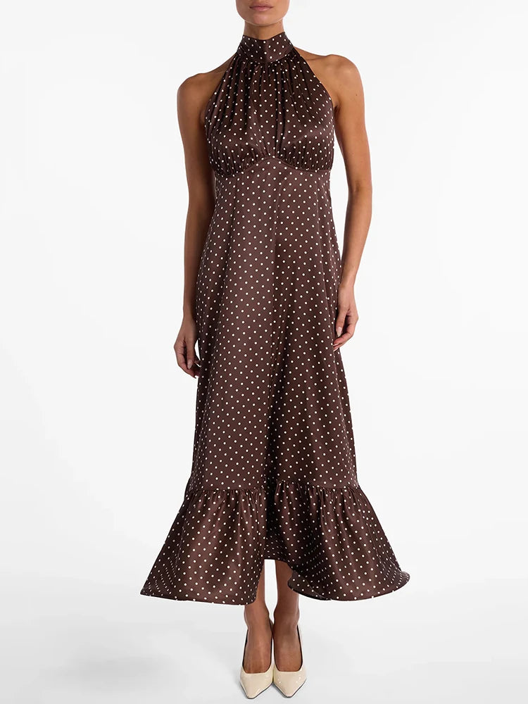 Vivienne Polka Halter Maxi Dress