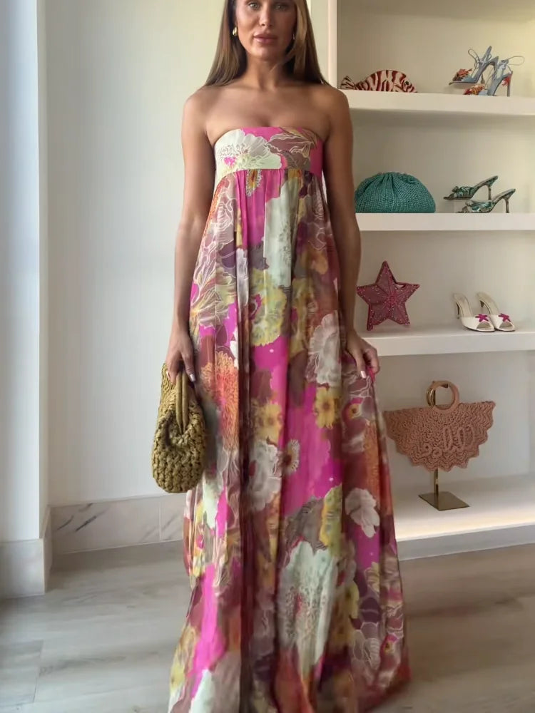 Chloe Bloom Strapless Maxi Dress