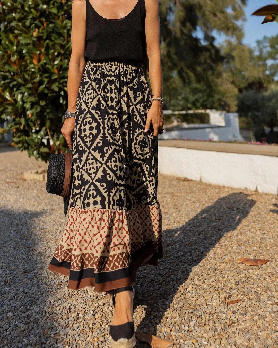 Maya Boho Swing Maxi Skirt