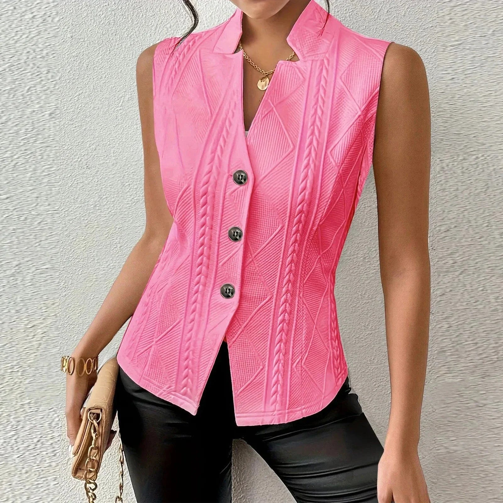 Amelia Sleeveless Textured Knit Blazer Vest