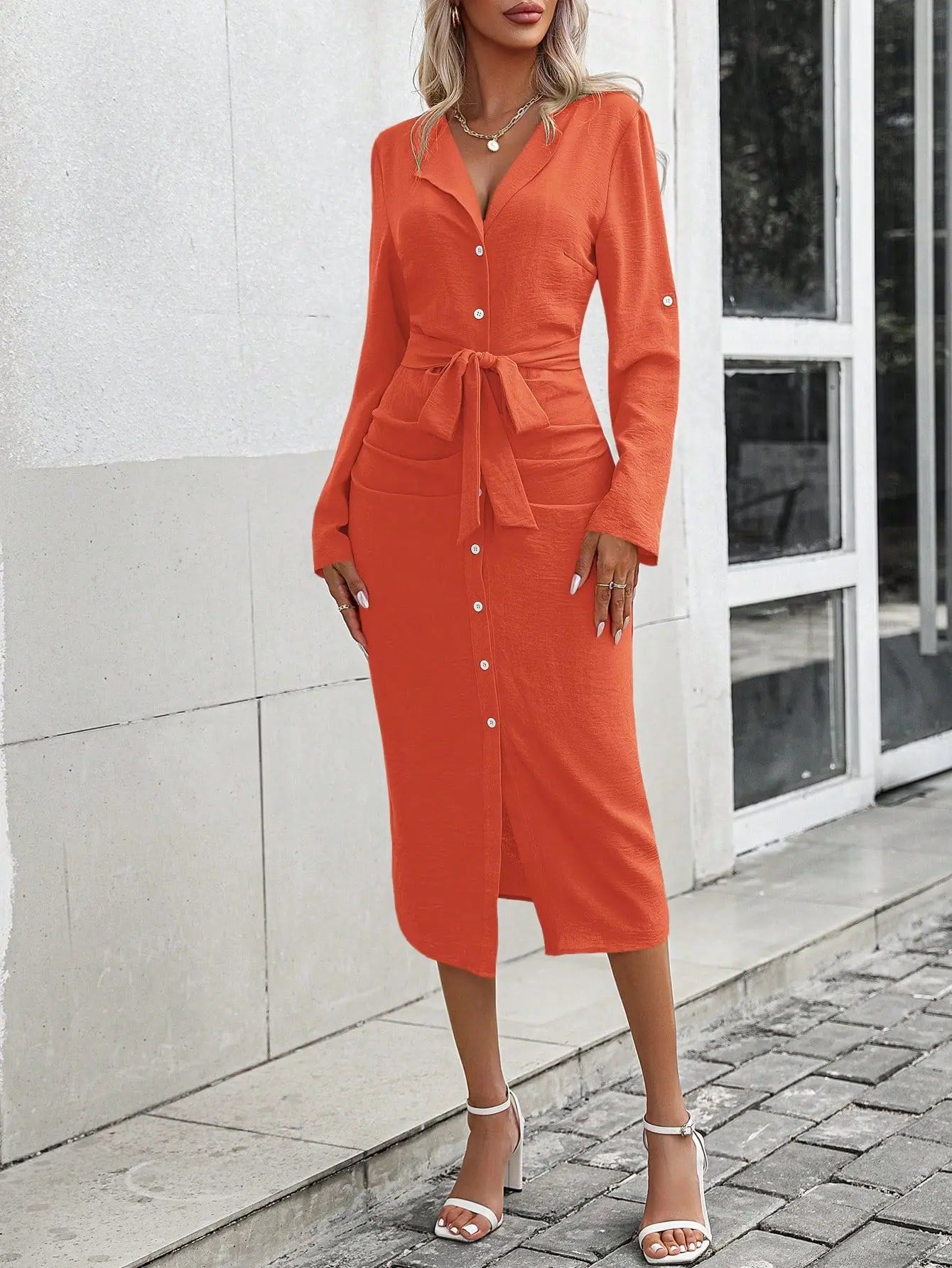 Camilla Buttoned Waist-Tie Shirt Dress