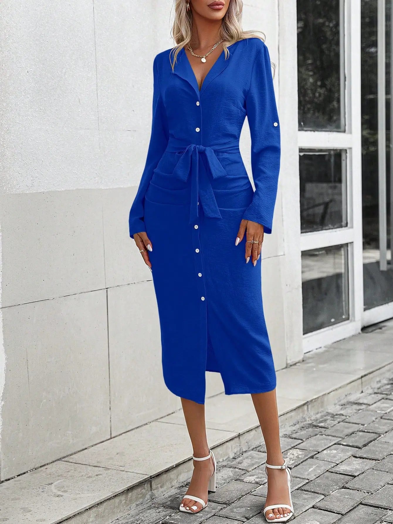 Camilla Buttoned Waist-Tie Shirt Dress
