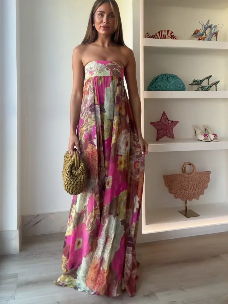 Chloe Bloom Strapless Maxi Dress