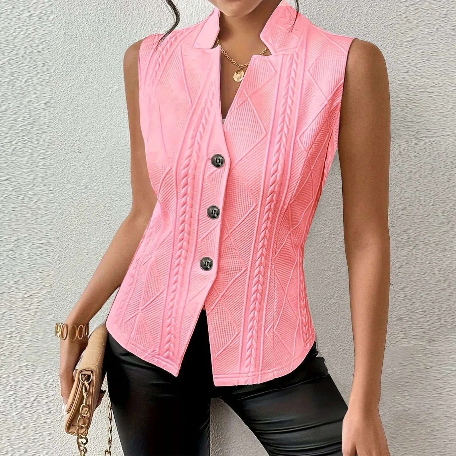 Amelia Sleeveless Textured Knit Blazer Vest