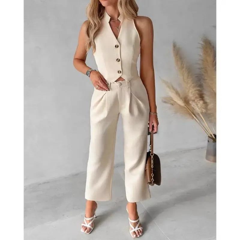 Elodie Apricot Tailored Two-Piece Set