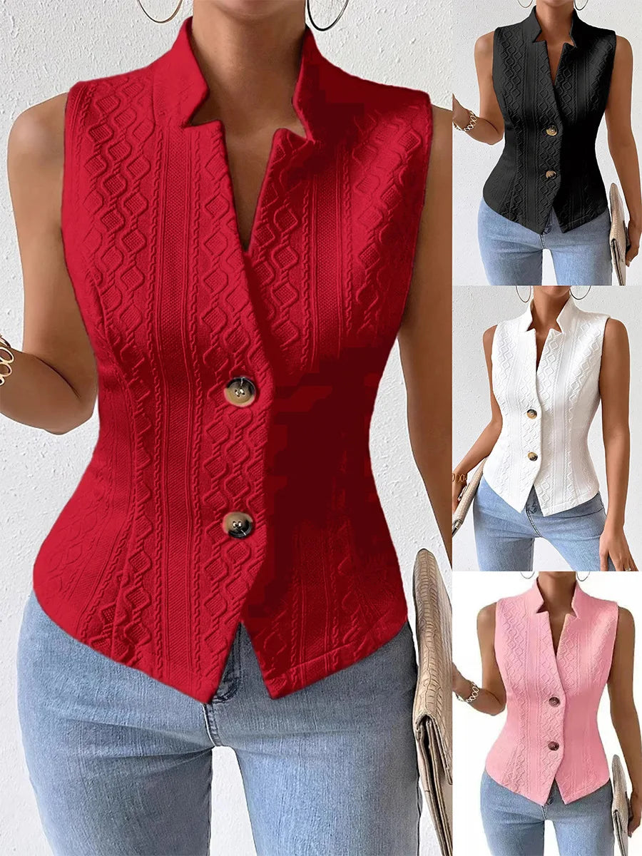 Sophia Sleeveless Cable Knit Blazer