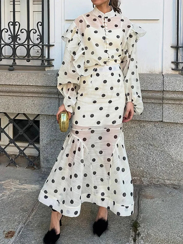 Vivienne Ruffle Dot Skirt Set