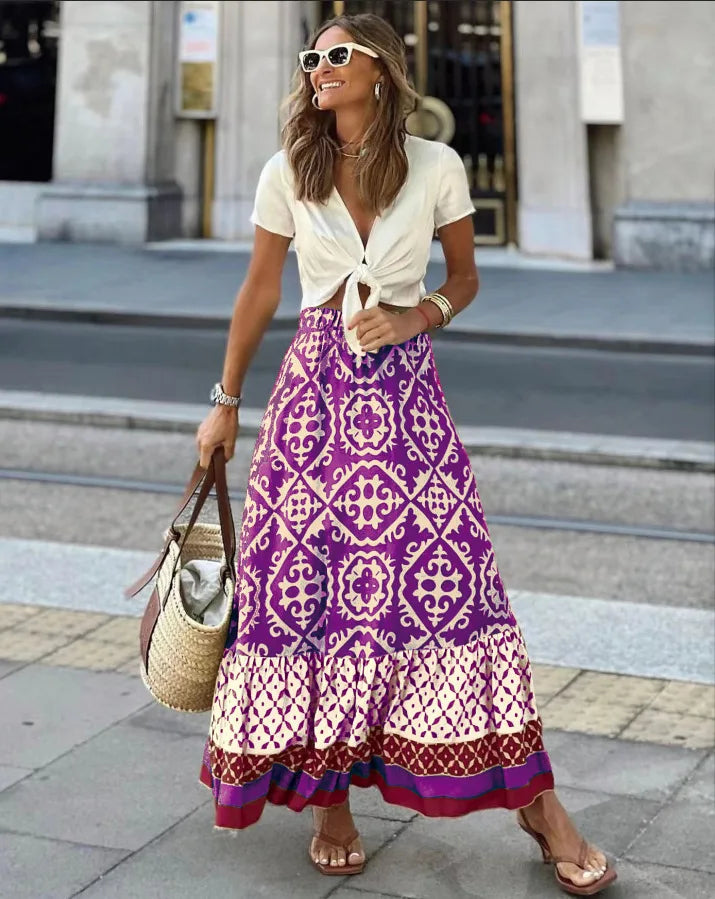 Maya Boho Swing Maxi Skirt
