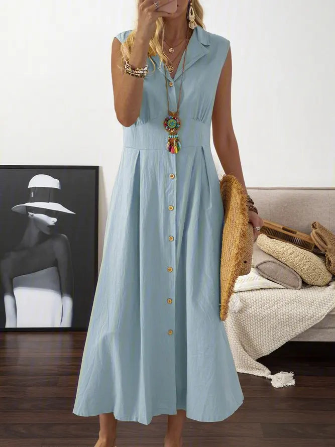 Lucia Linen A-Line Midi Dress