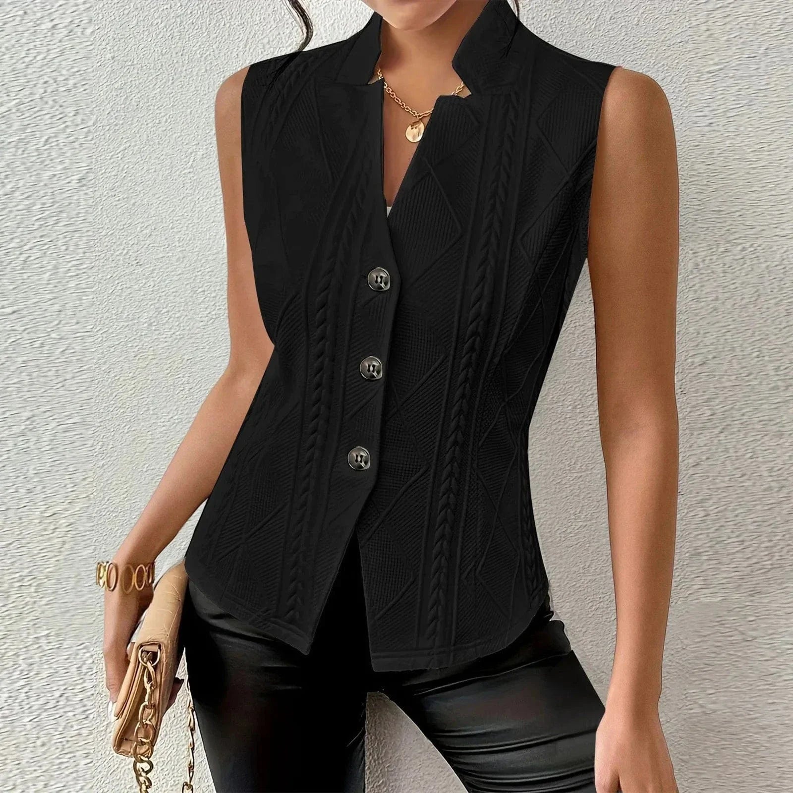 Amelia Sleeveless Textured Knit Blazer Vest