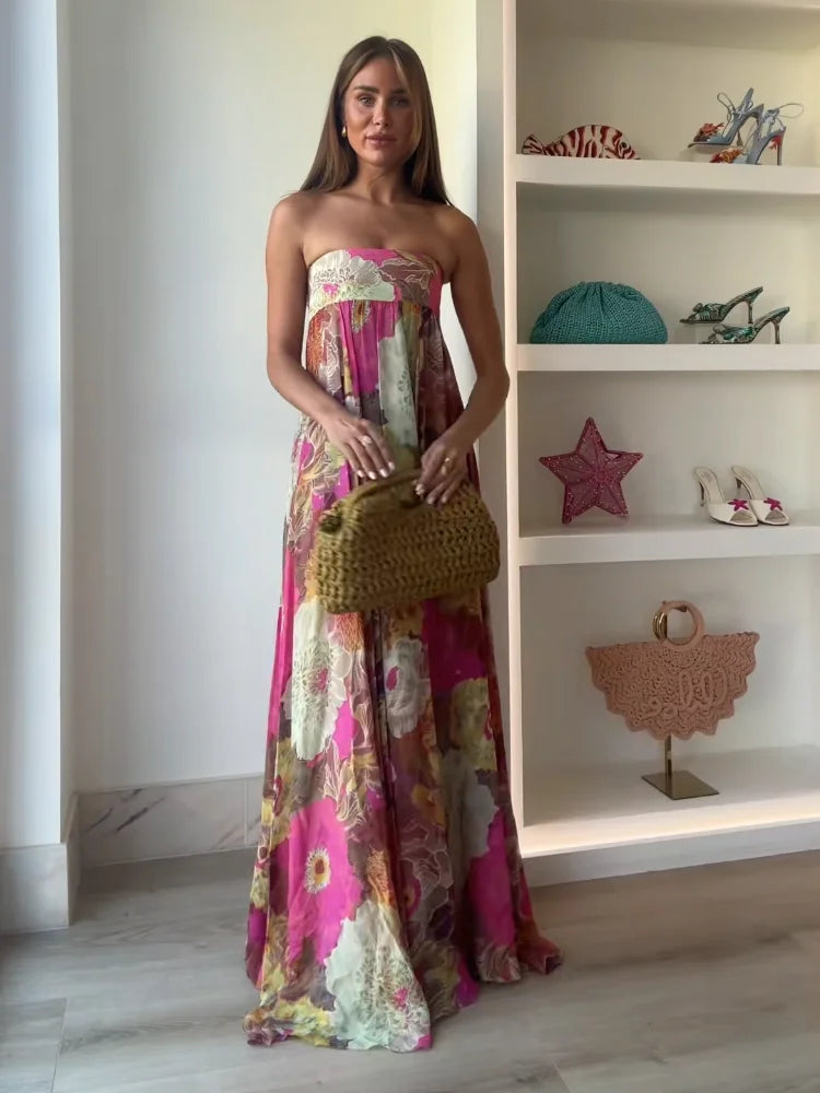Chloe Bloom Strapless Maxi Dress
