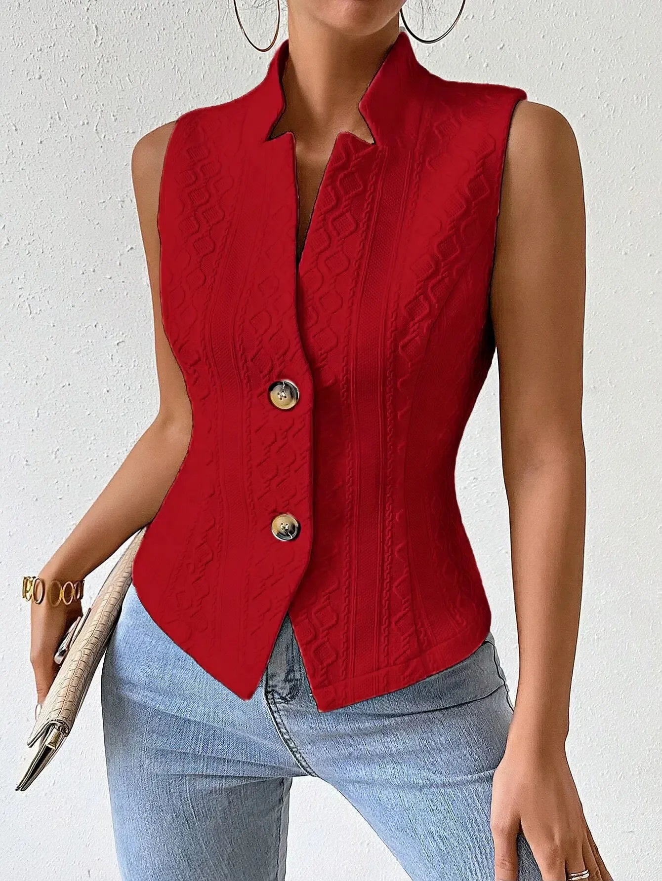 Sophia Sleeveless Cable Knit Blazer
