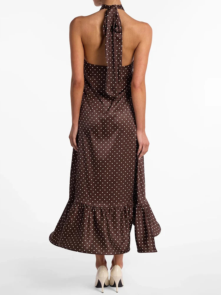 Vivienne Polka Halter Maxi Dress