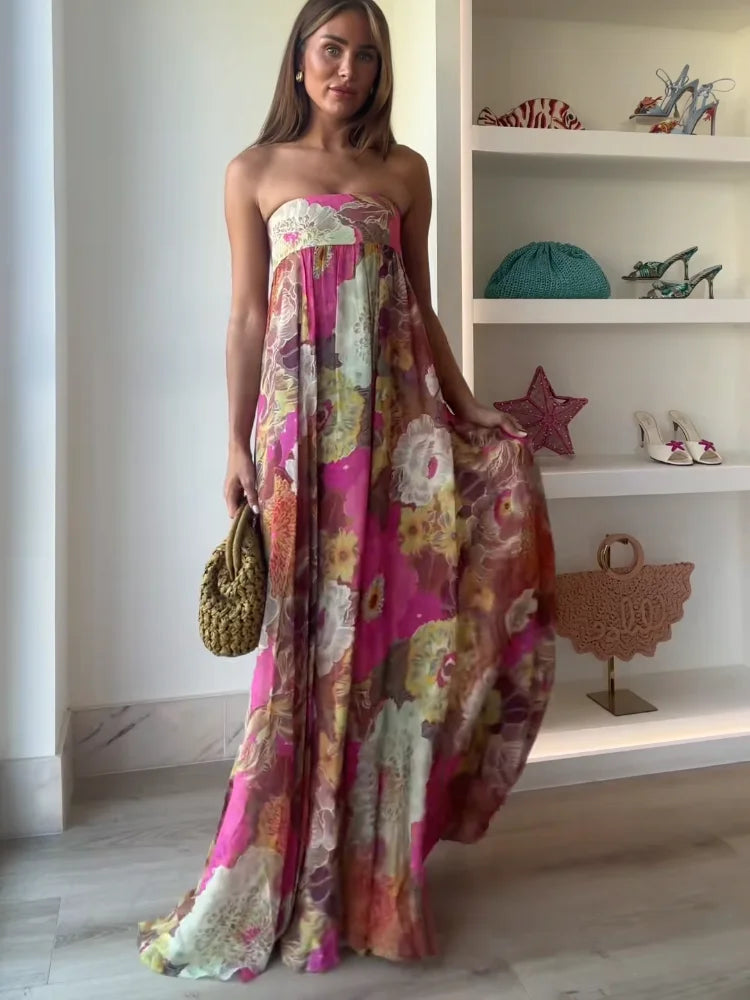 chloe strapless maxi dress Cream Strapless Maxi Dress L
