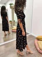 Harper Polka Dot Button-Front Midi Dress