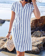 Louisa Elegant Striped Day Dress