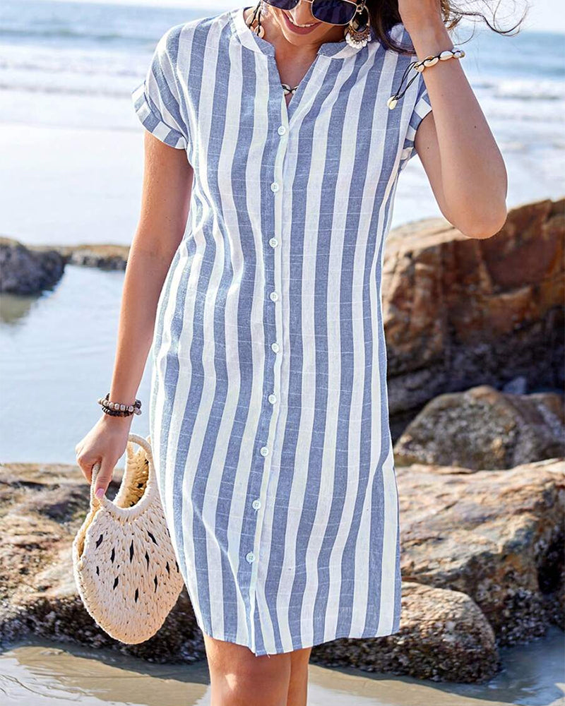 Louisa Elegant Striped Day Dress