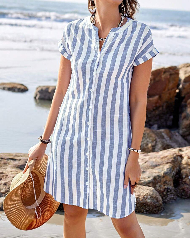 Louisa Elegant Striped Day Dress