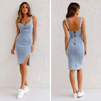 Amelia Denim Elegance Bodycon Dress