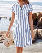 Louisa Elegant Striped Day Dress