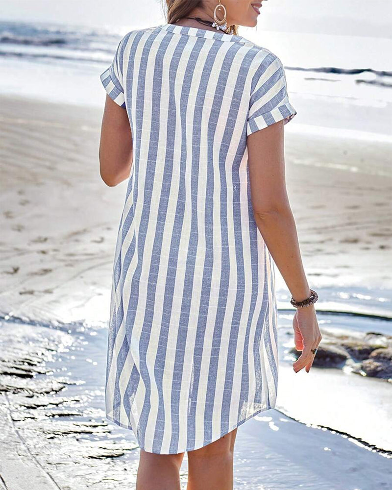 Louisa Elegant Striped Day Dress