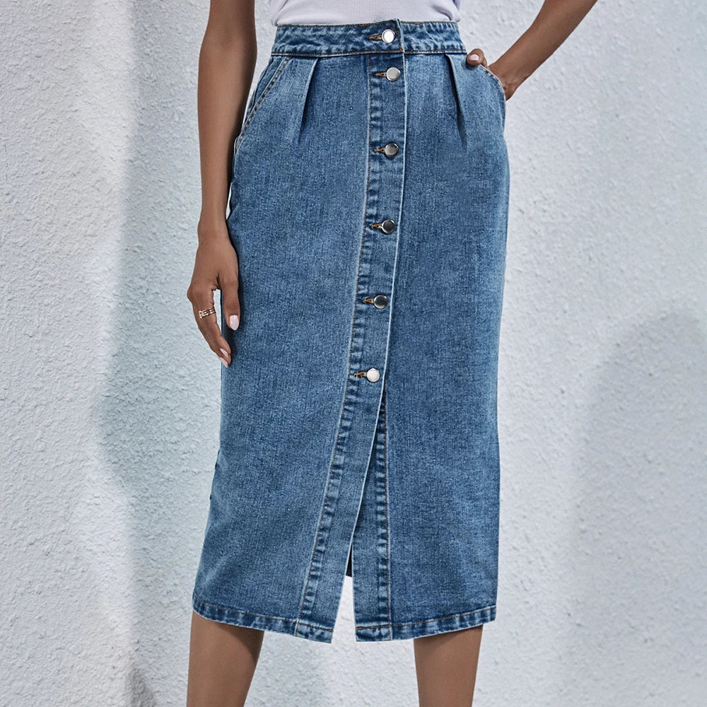 Amara Classic Denim Midi Skirt