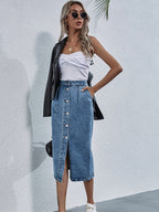 Amara Classic Denim Midi Skirt