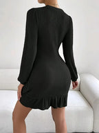 Lana Ruched Knit Puff Sleeve Dress
