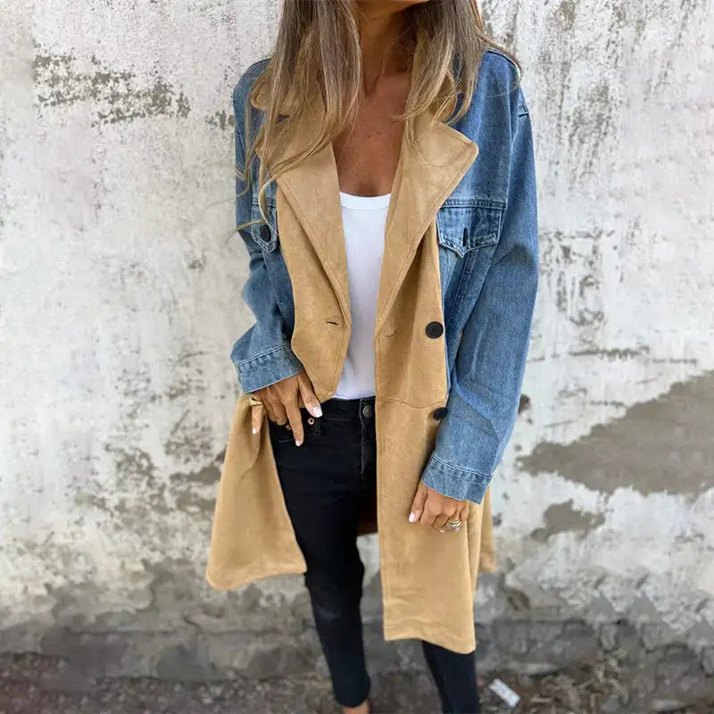 Claire Chic Denim Trench Coat