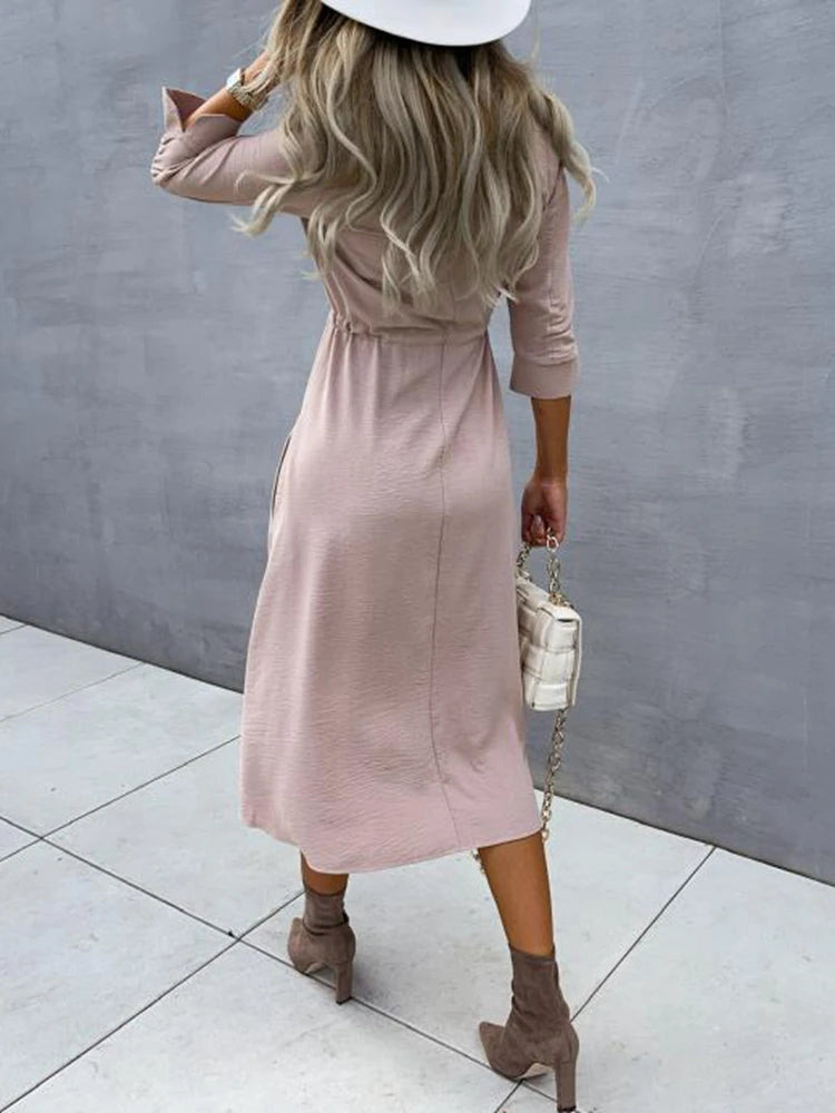 Caroline Drawstring Midi Shirt Dress