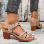 Loretta Buckle Comfort Heel Sandals
