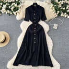 Estelle Pleated Knit Shirt Dress