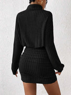 Elena Ribbed Knit High Neck Mini Dress